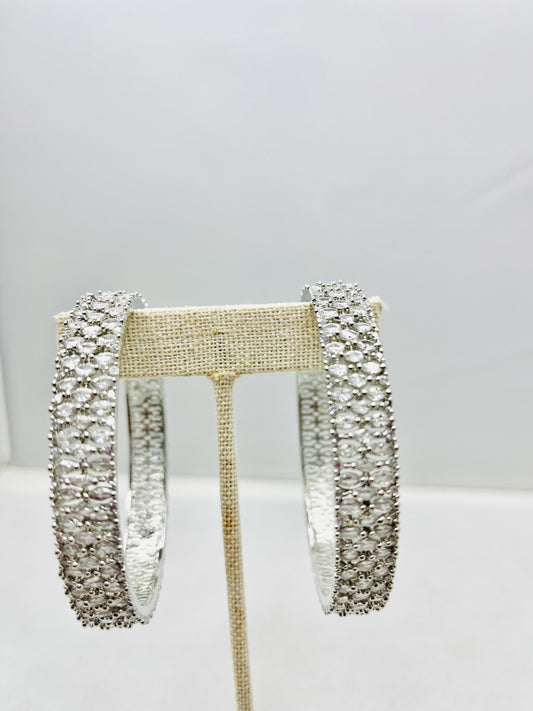 American Diamond Silver Bangles