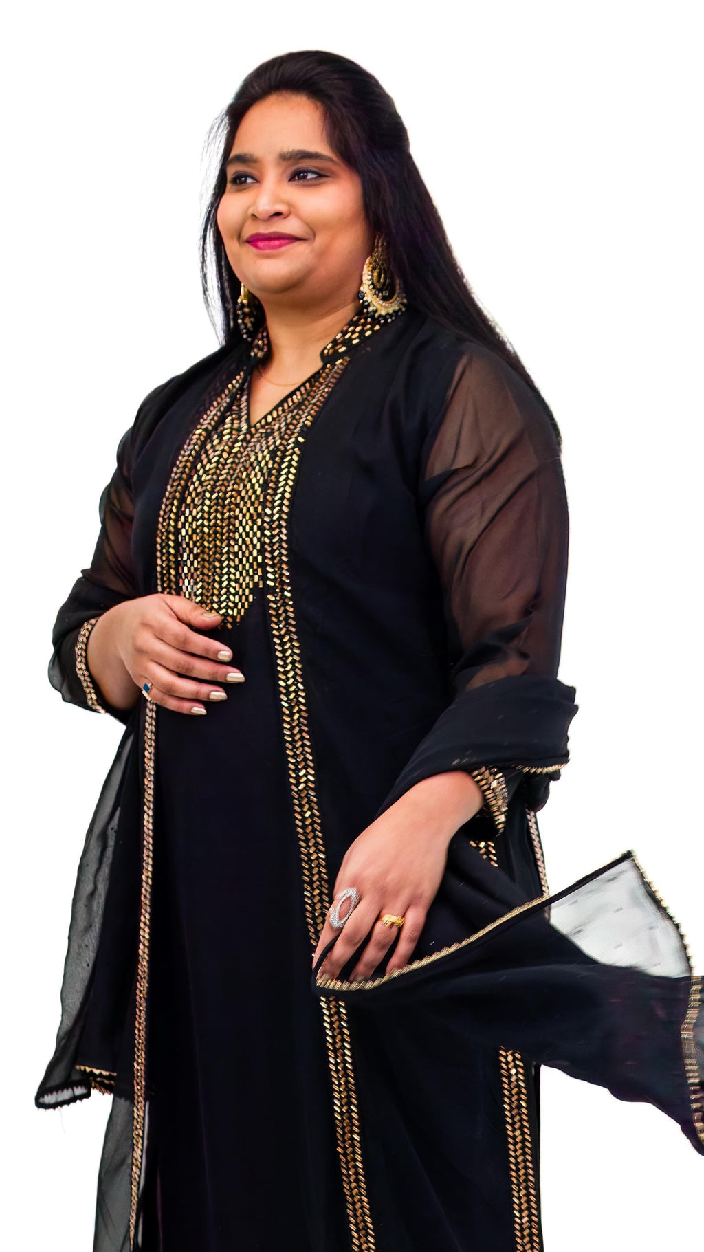 Black Georgette Embroided Gown