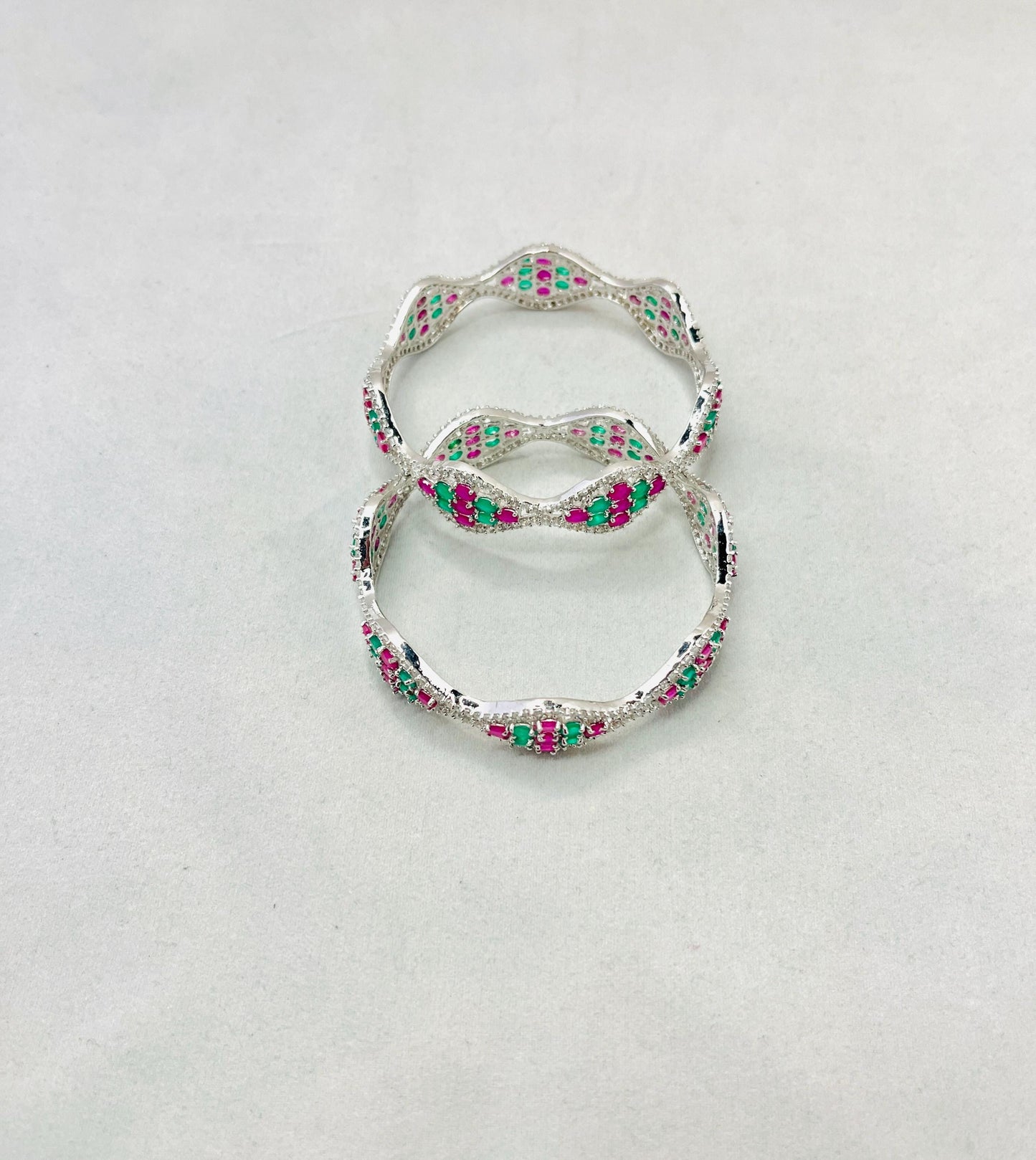 Ruby Emerald American Diamond Bangles