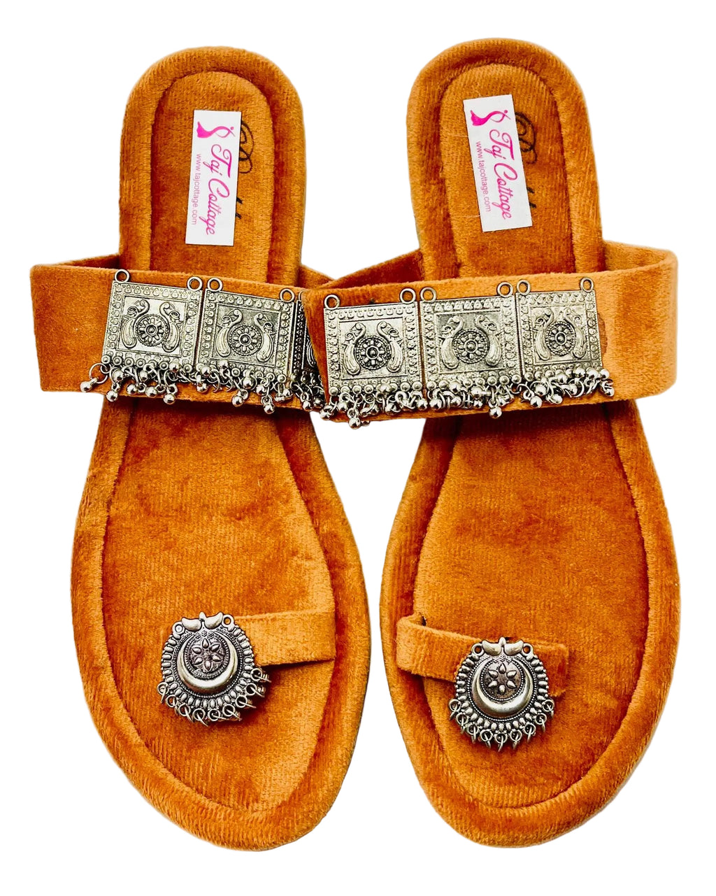 Orange Velvet Sandals