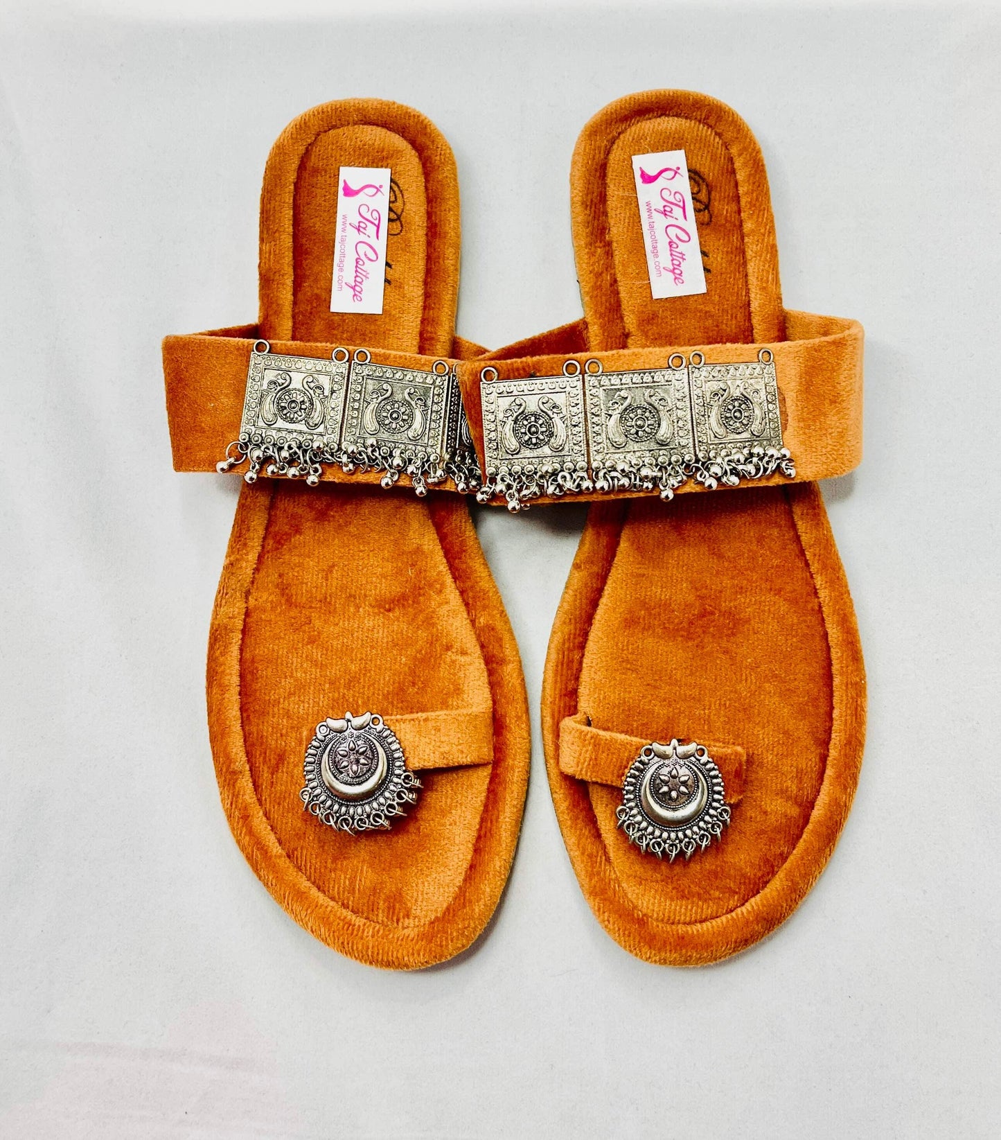 Orange Velvet Color Sandals