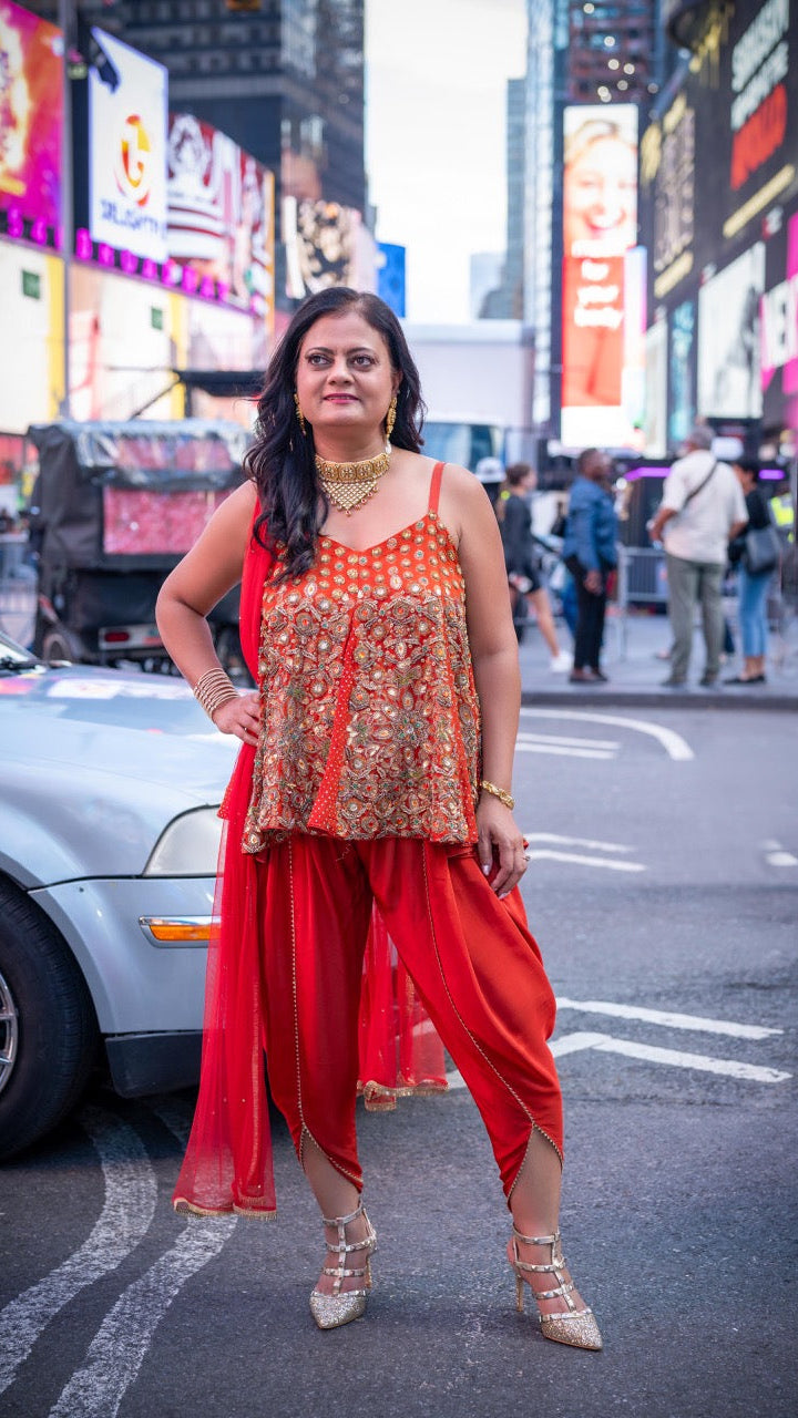 Orange Dhoti Suit