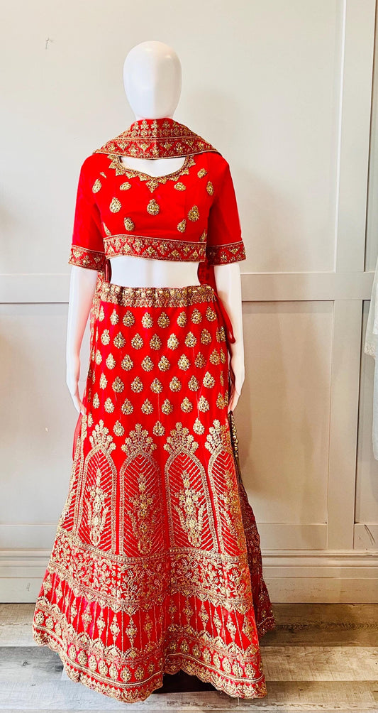 Embroidered Red Lehanga
