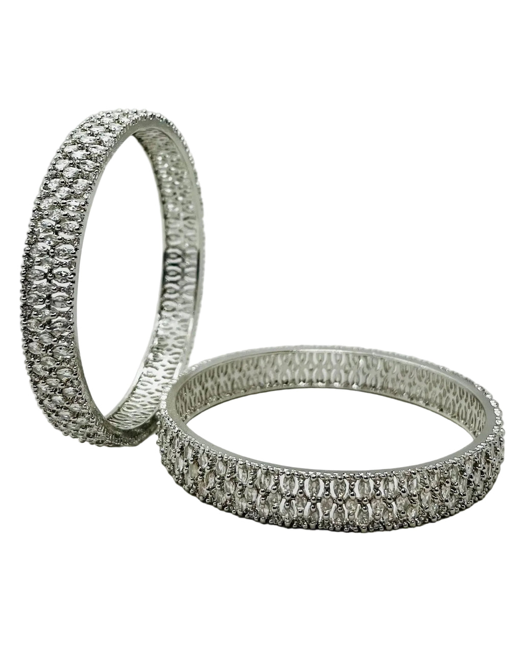 White Stone Silver Bangle