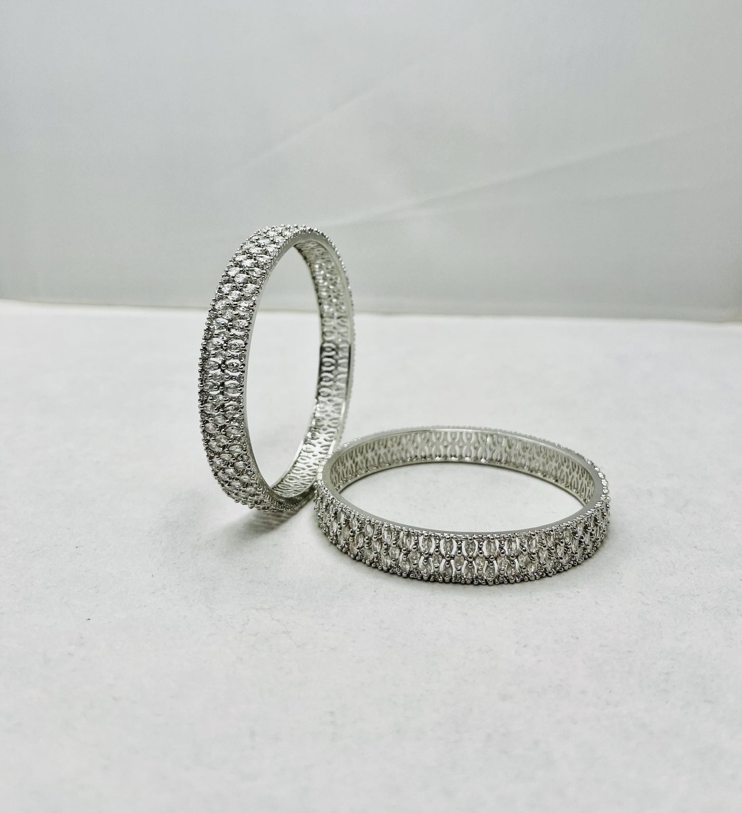 White Stone Silver Bangle