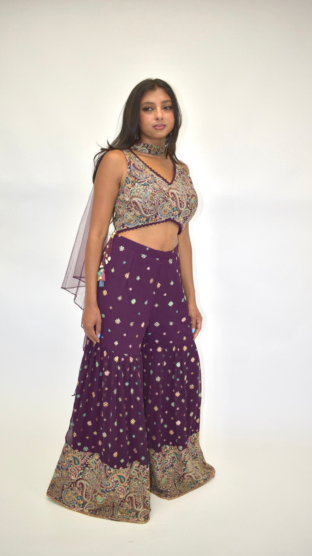 Purple Color Palazzo Set