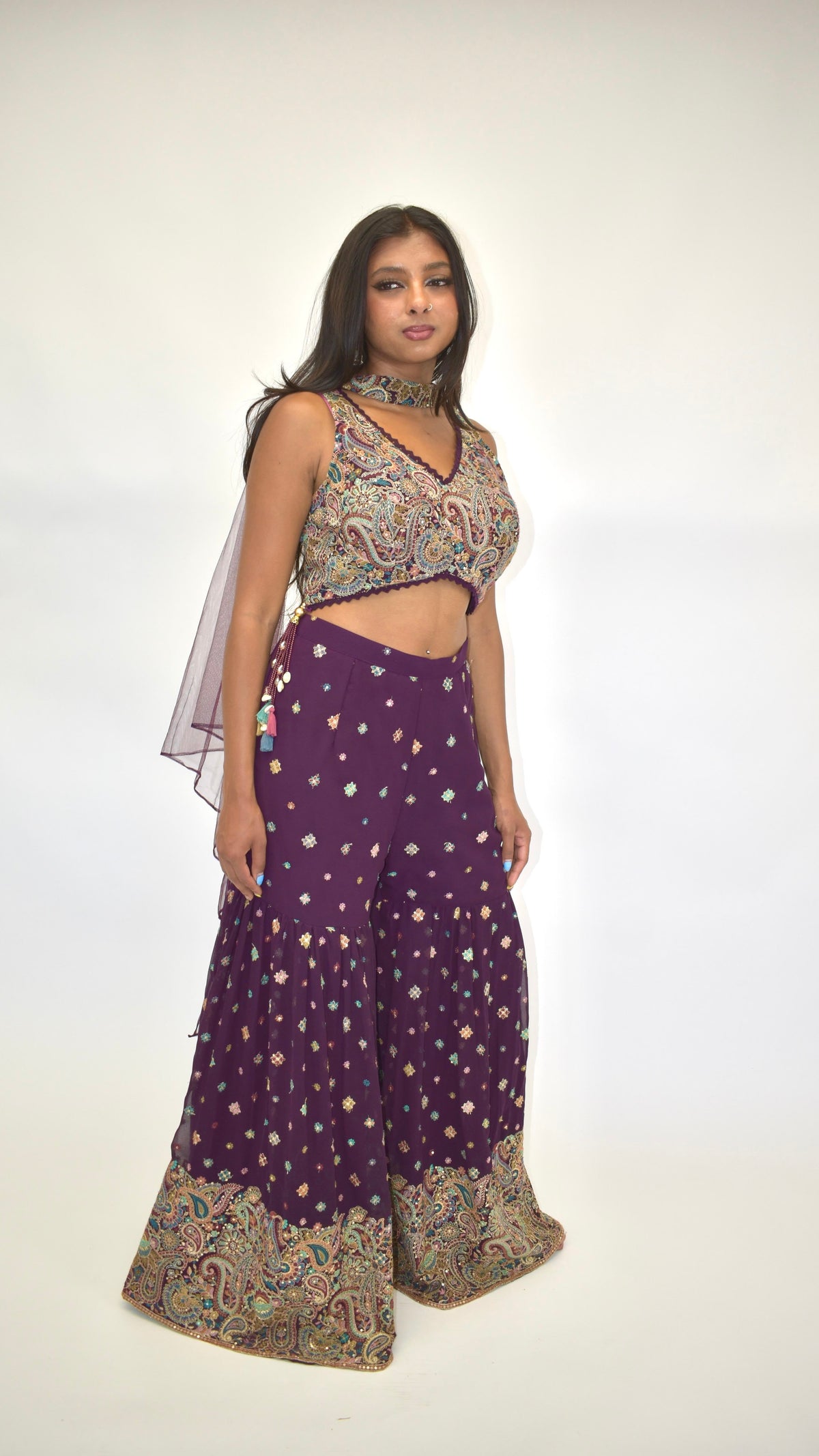 Purple Color Palazzo Set