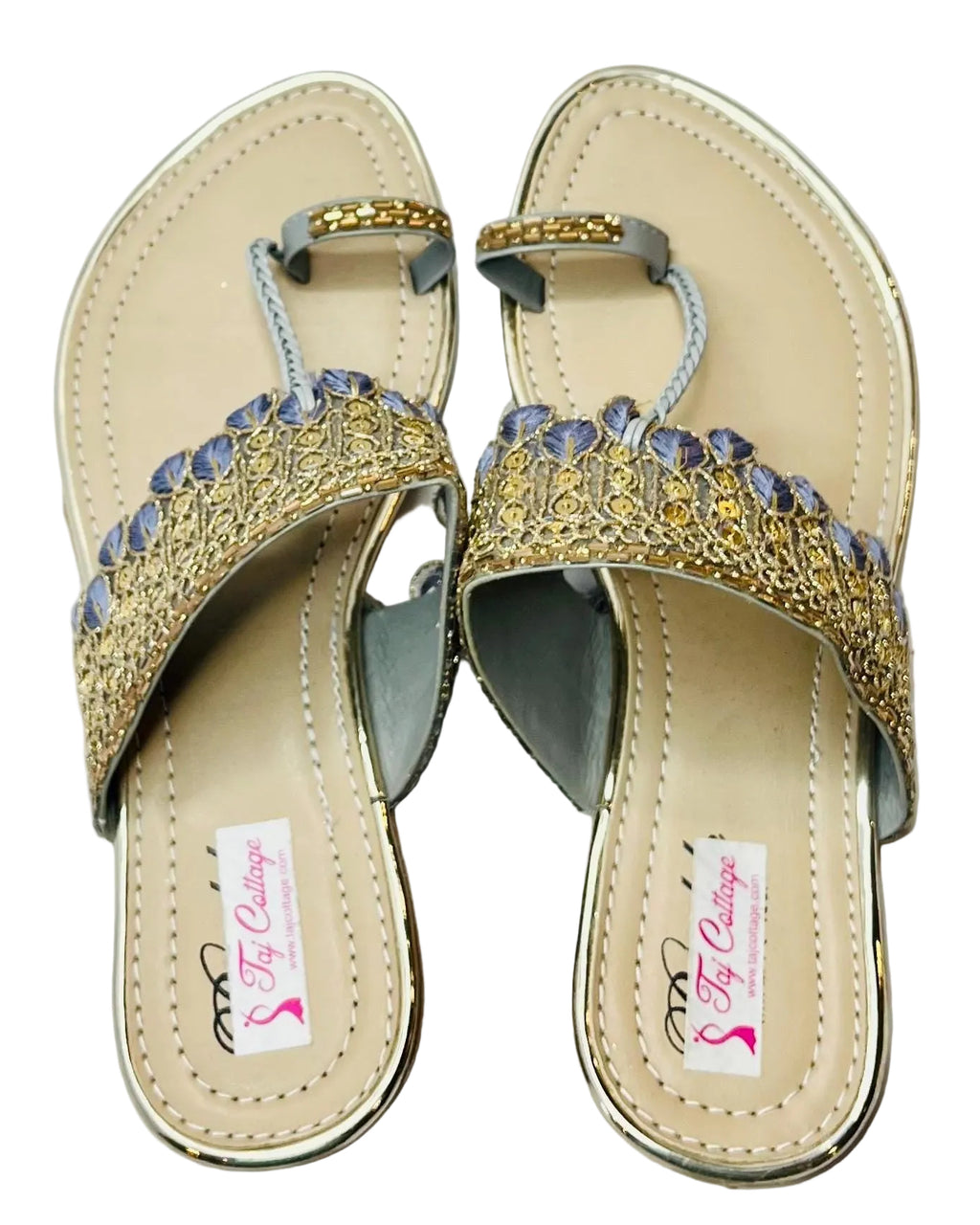Beige & Silver Color Sandals