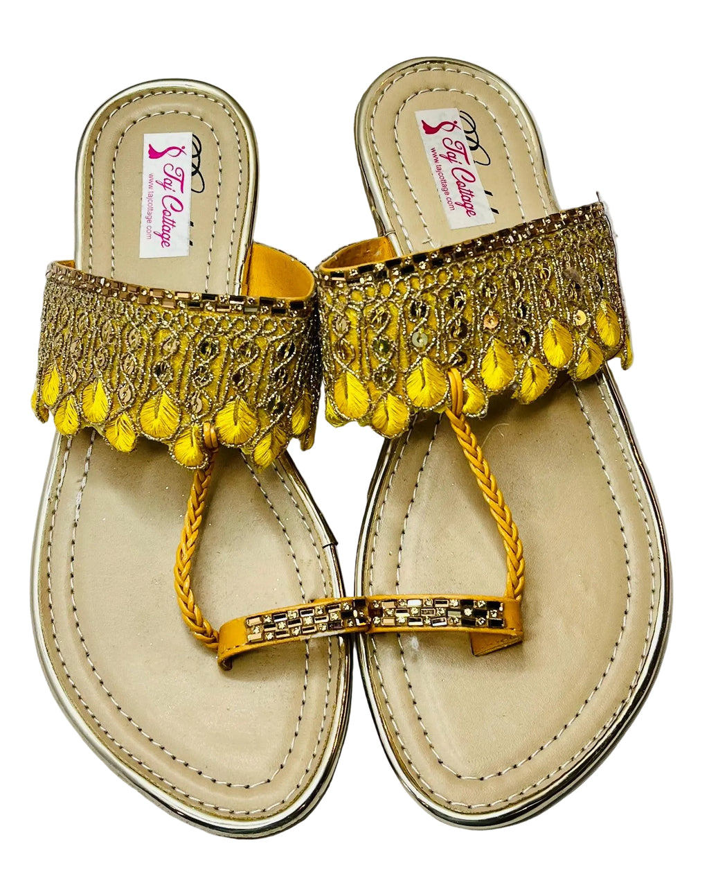Beige & Yellow Color Sandals