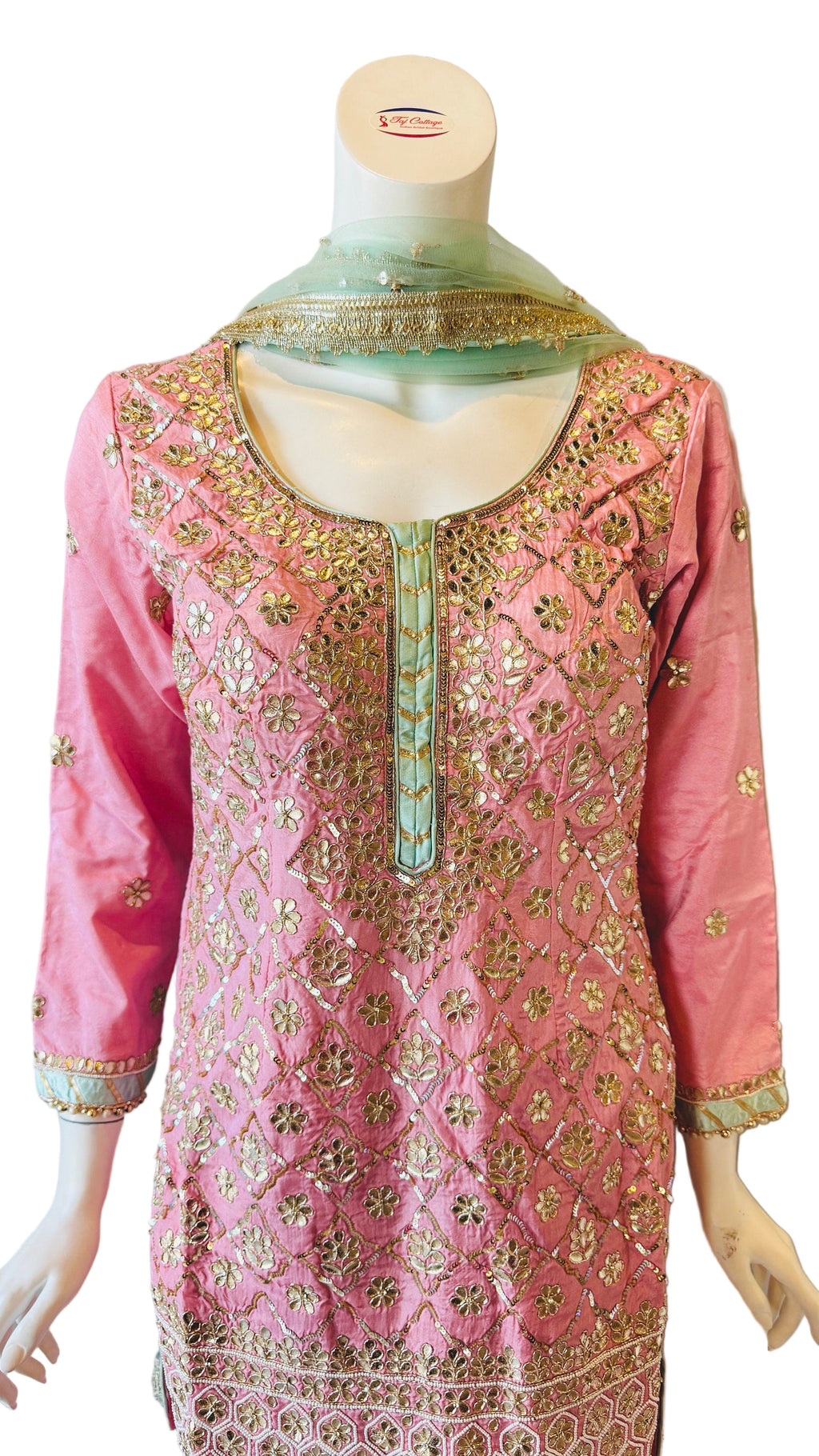Pink and Mint Sharara Set
