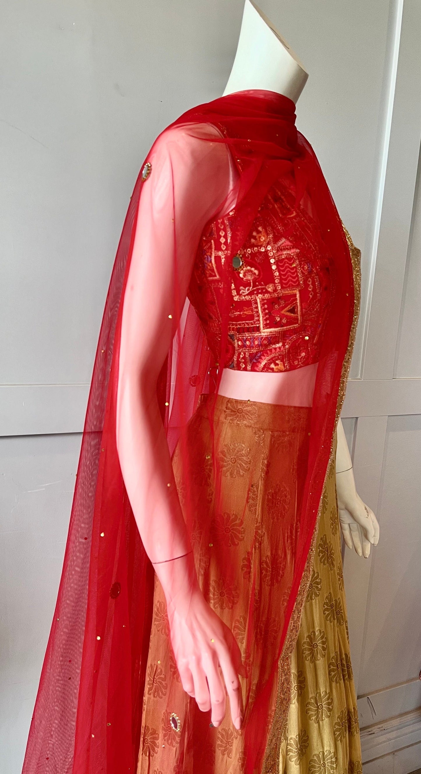 Gold & Red  Lehnga