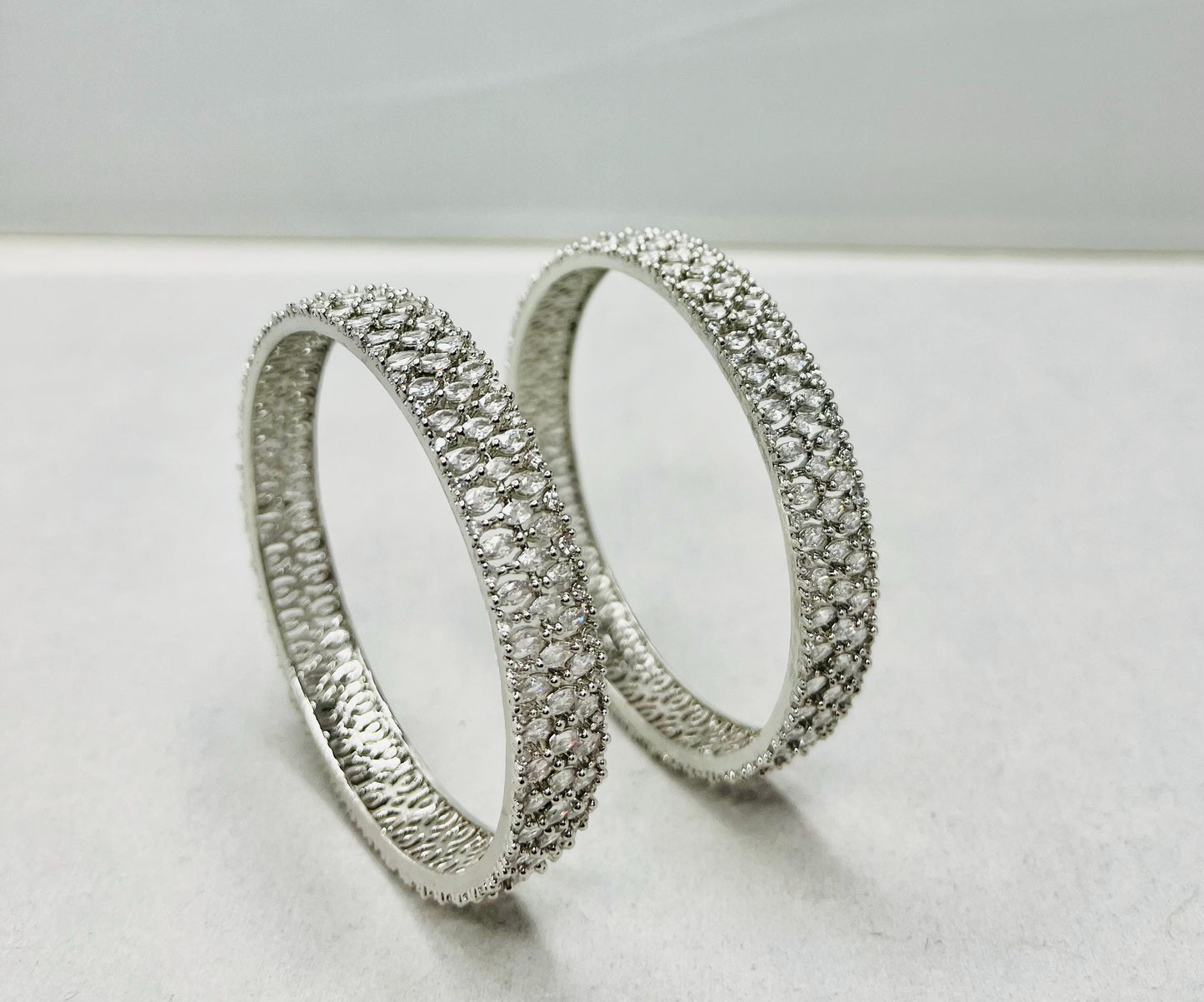 White Stone Silver Bangle