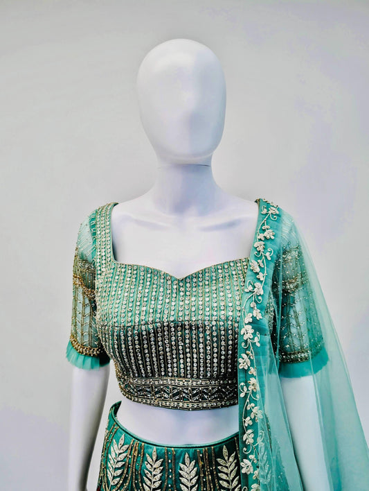 Teal Color Bridal Lehnga