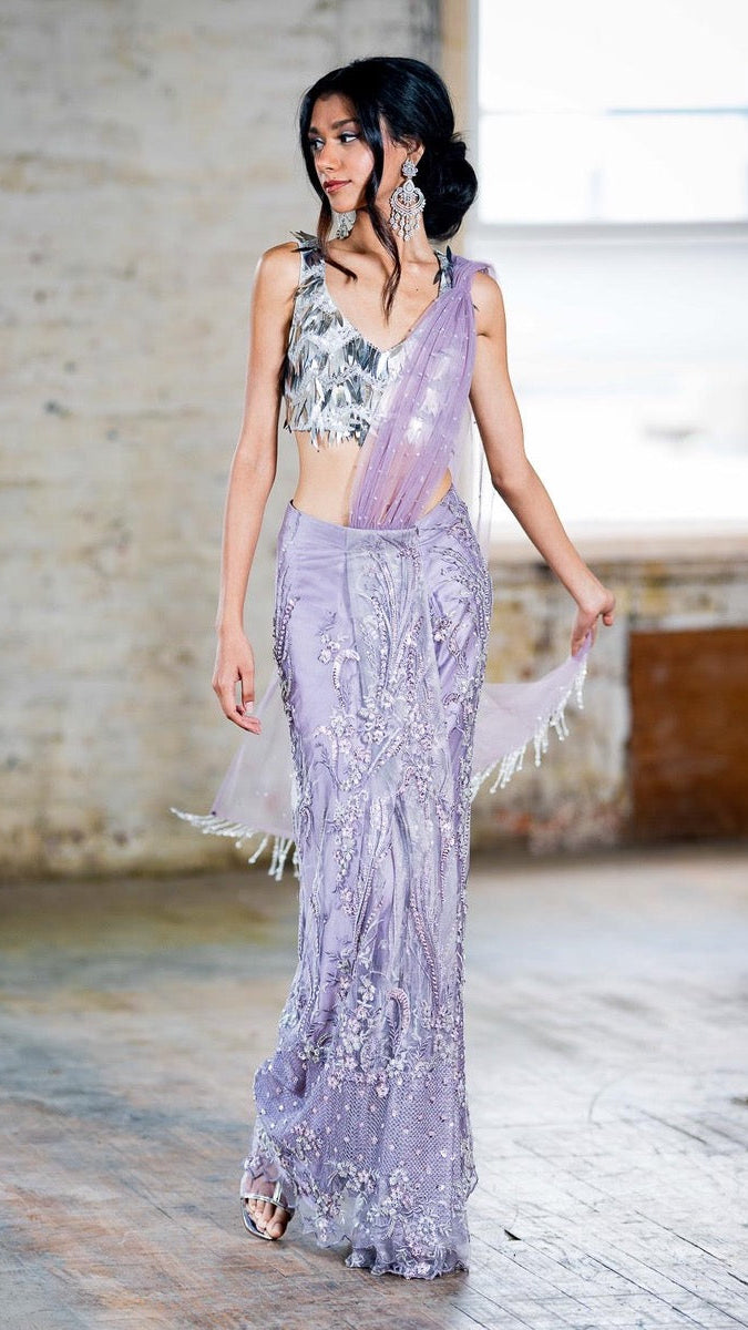 Lavender Color Readymade Saree