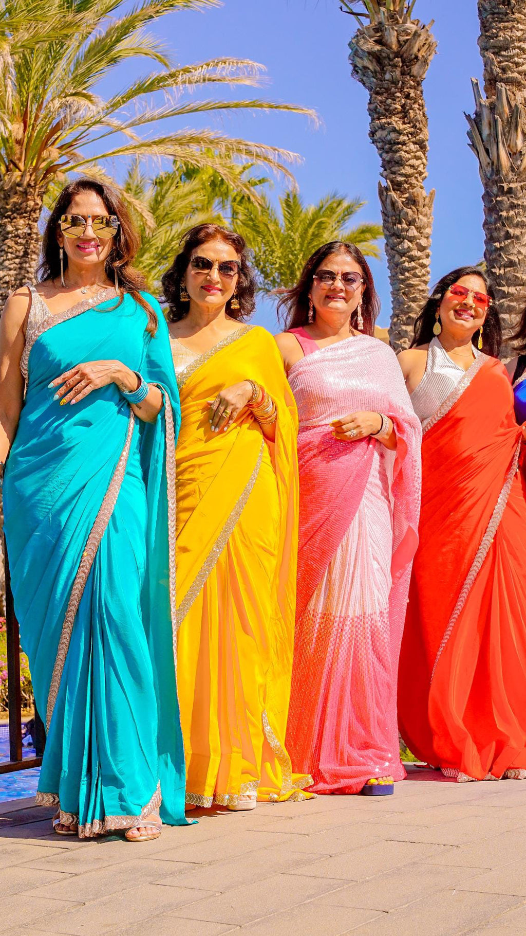 Cyan Crepe Readymade Saree