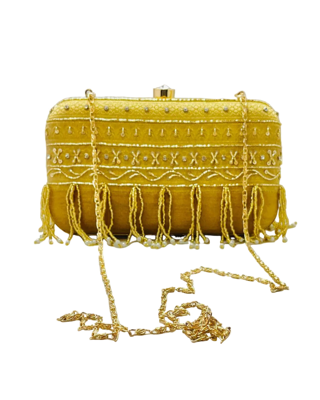 Gold Banarasi Fringe Clutch