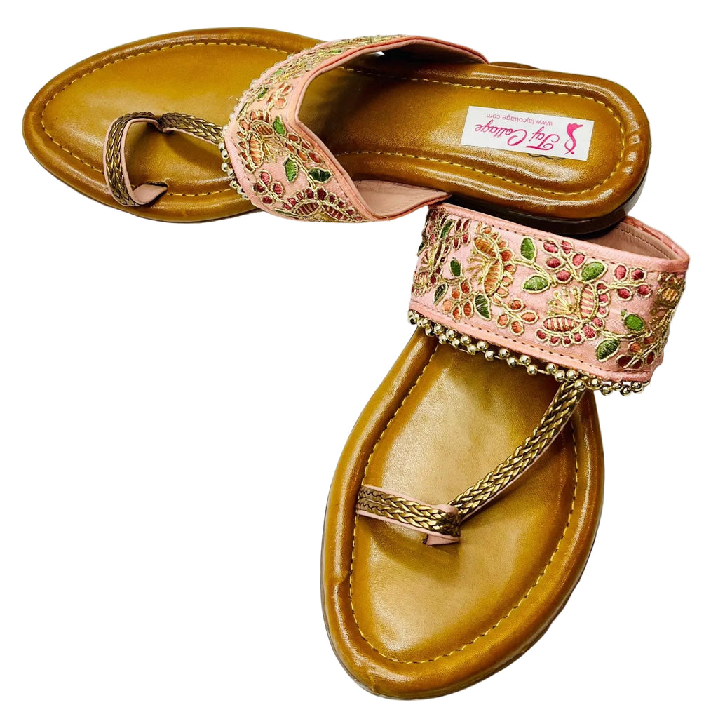 Gold & Pink Color Sandals