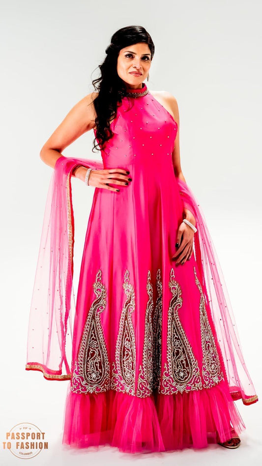 Dark Pink Color Gown