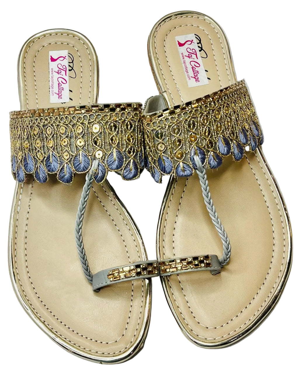 Beige & Silver Color Sandals