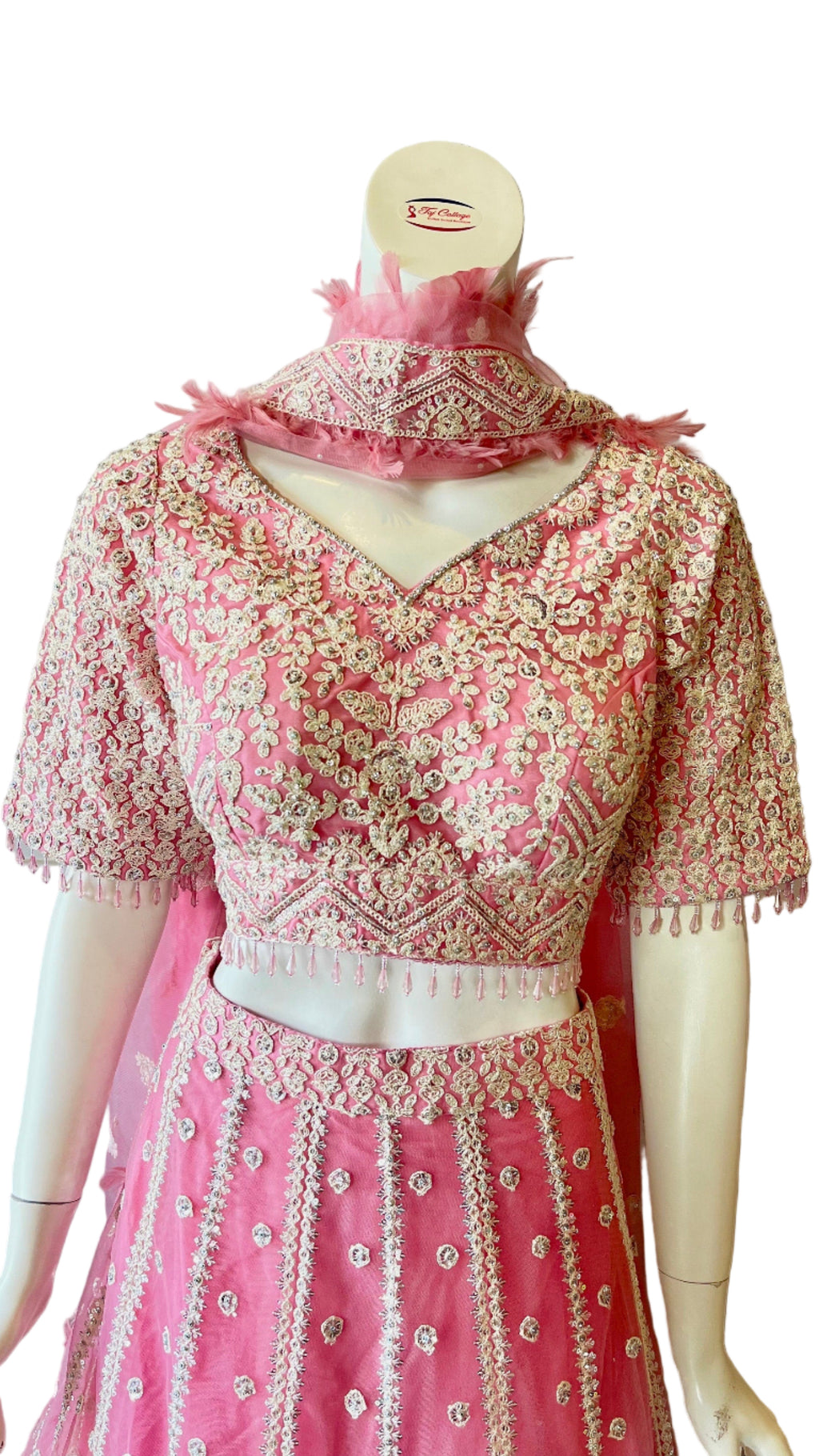 Pink Feathered Lehnga