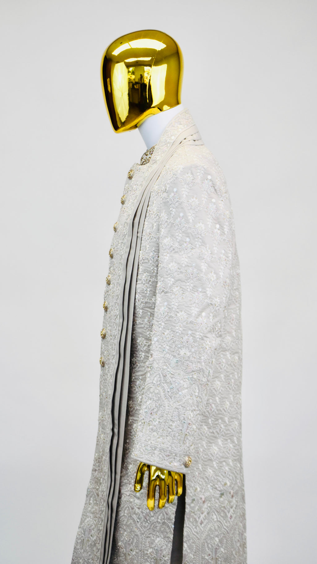 Light Grey Color Sherwani Set
