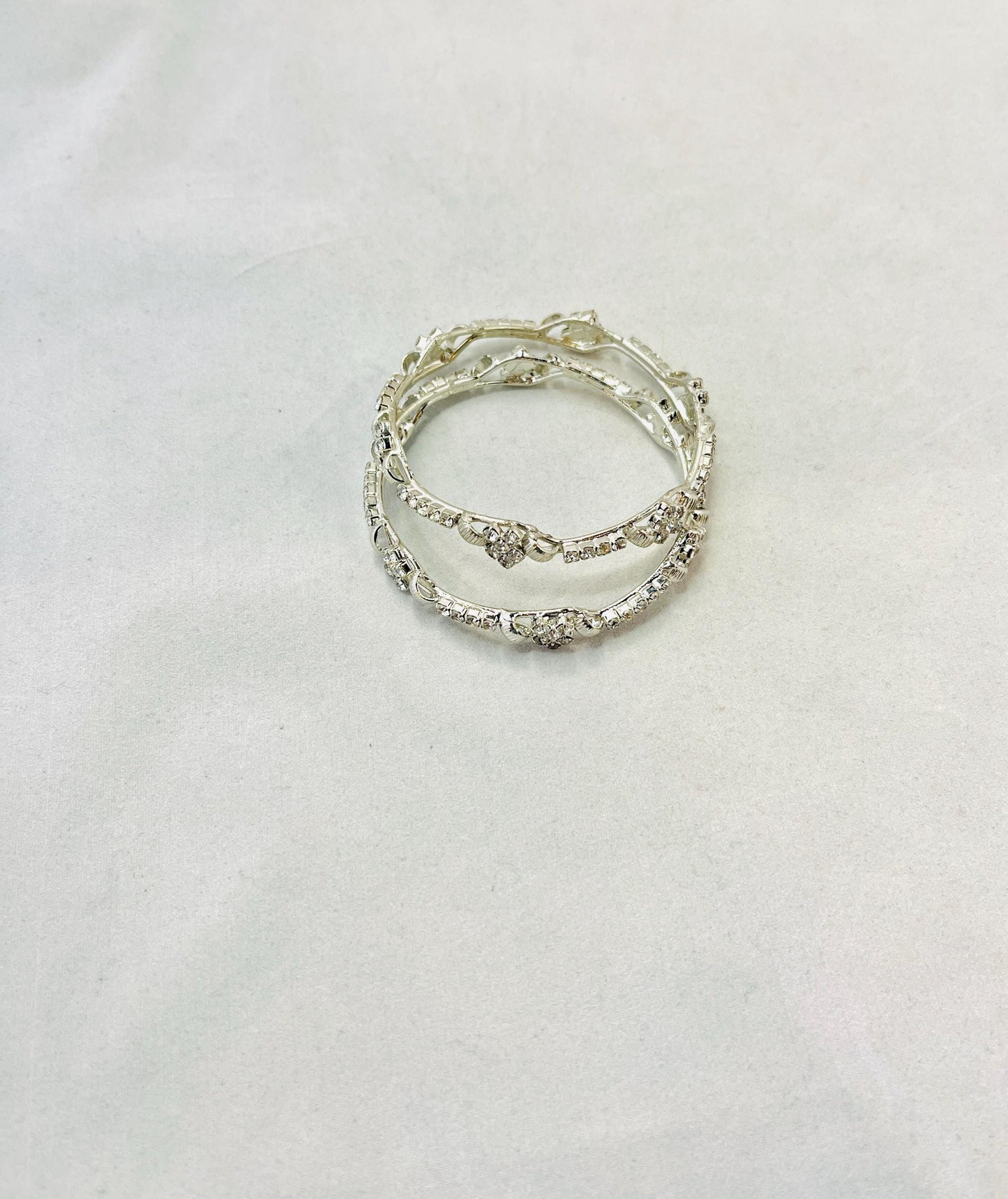 Silver Rhinestone Bangles