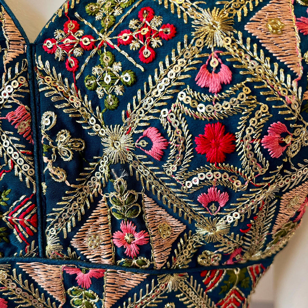 Green Embroidered Blouse