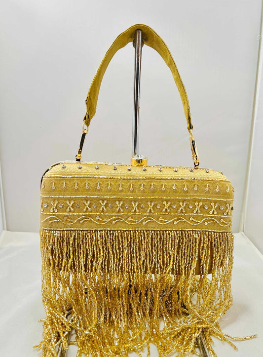 Fancy Gold Silk Clutch