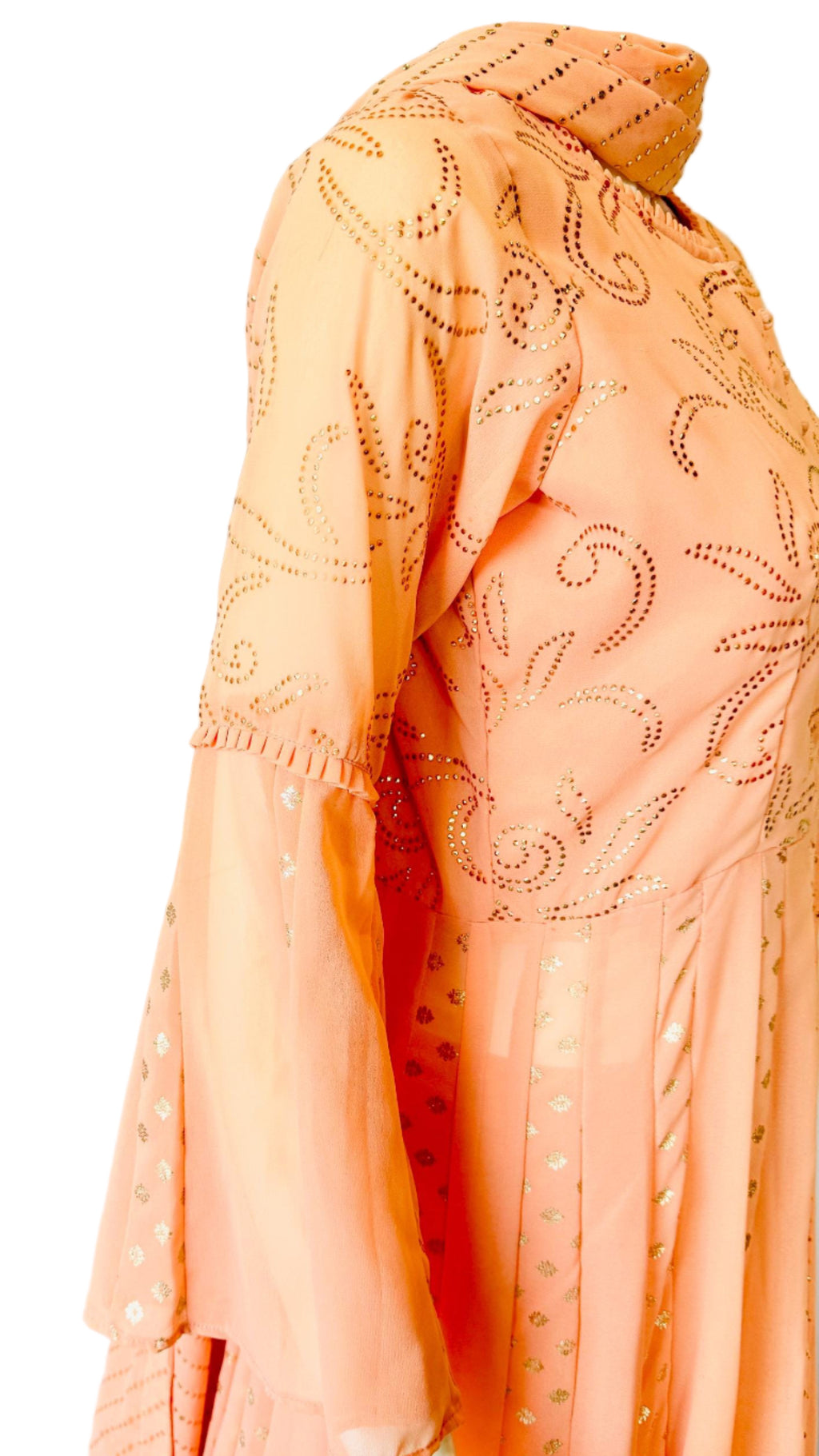Orange Printed Long-Sleeve Lehnga