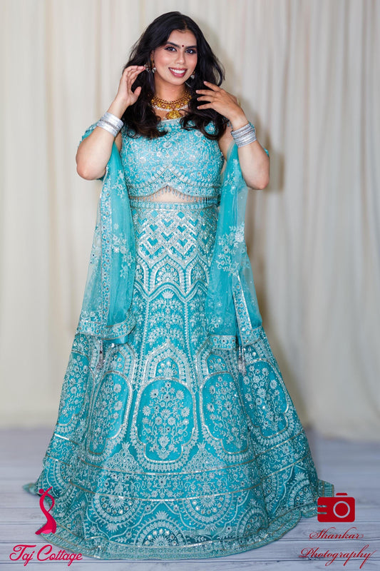 Light Turquoise Blue Lehnga