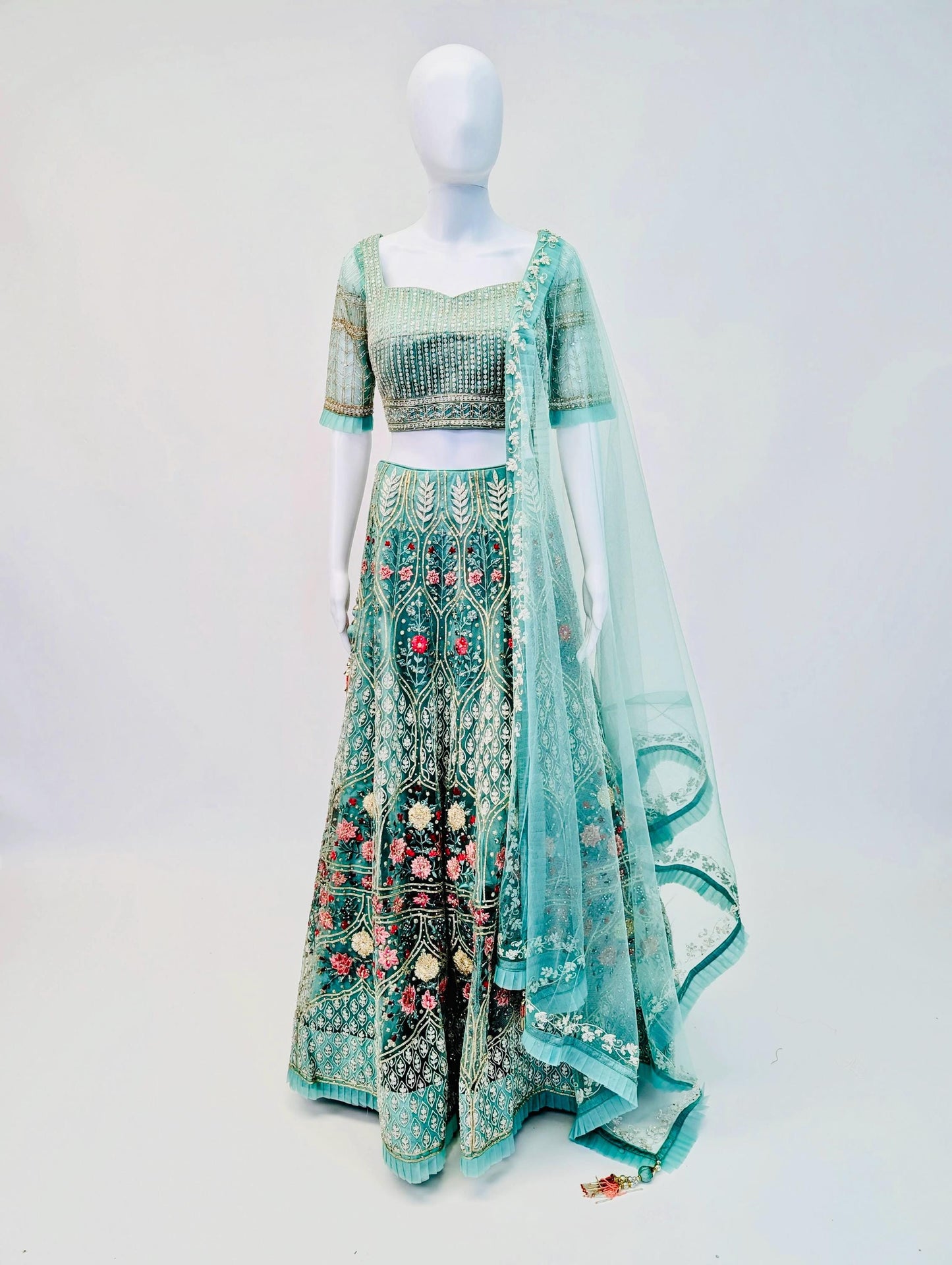 Teal Color Bridal Lehnga