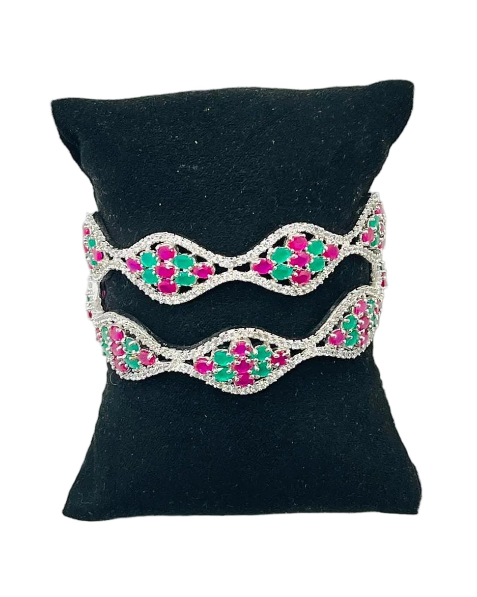 Ruby Emerald American Diamond Bangles