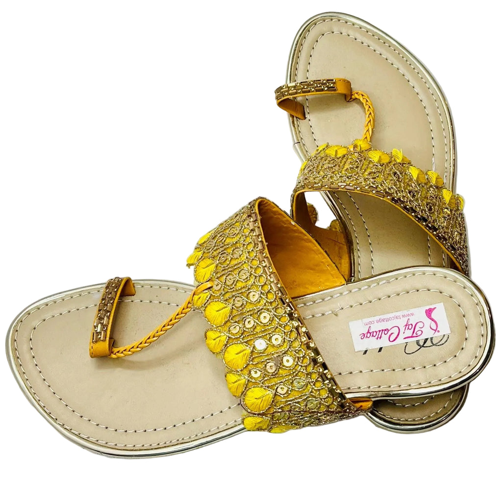 Beige & Yellow Color Sandals