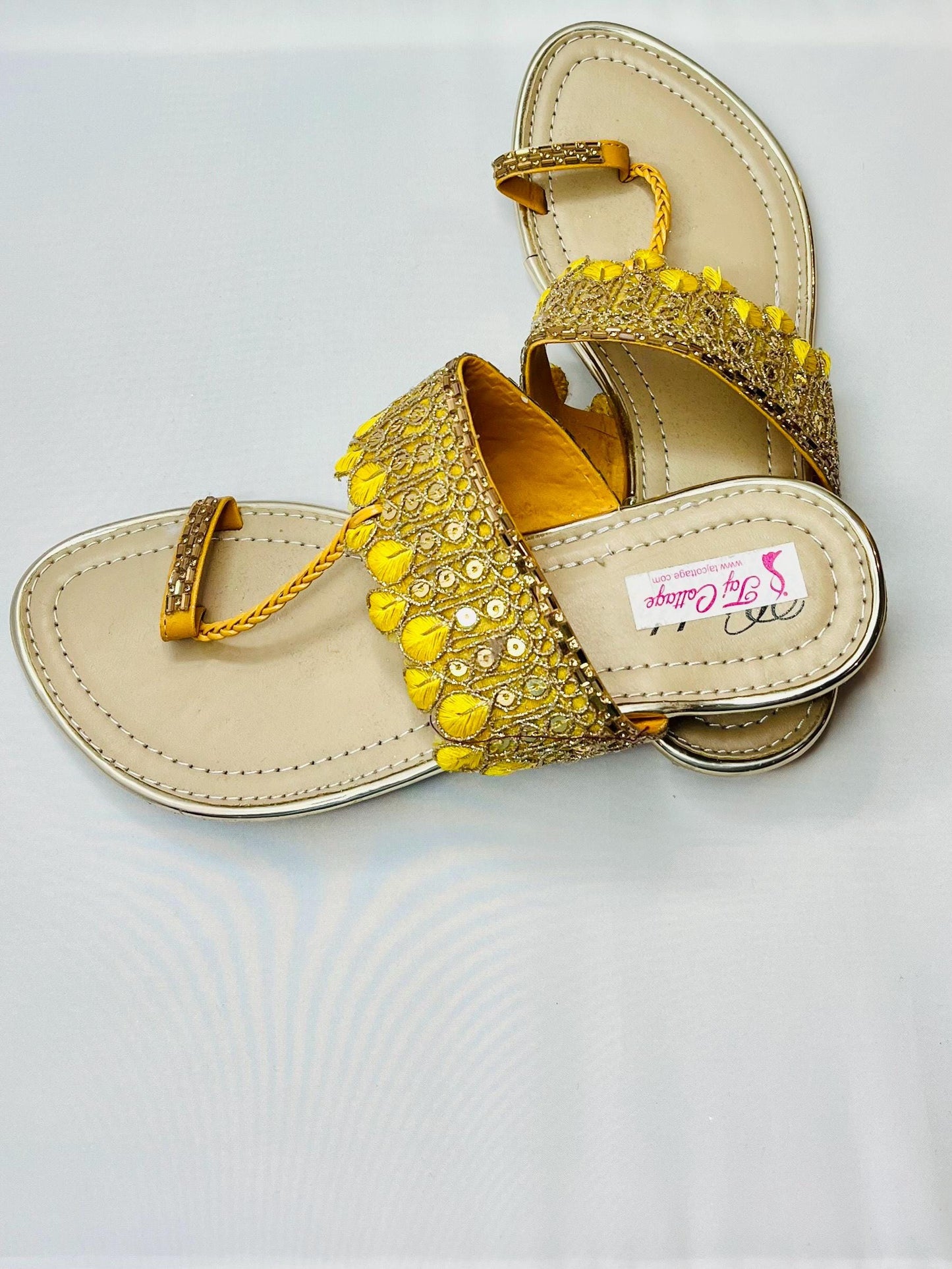 Beige & Yellow Color Sandals