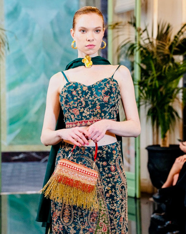 Red Banarasi Silk Clutch