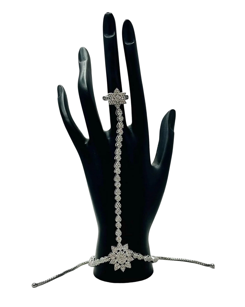 Silver Bracelet with Finger Ring