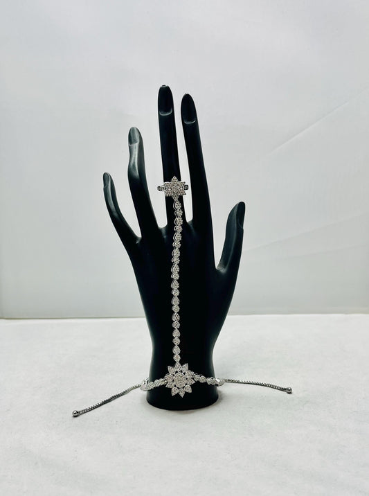 Silver Bracelet with finger ring