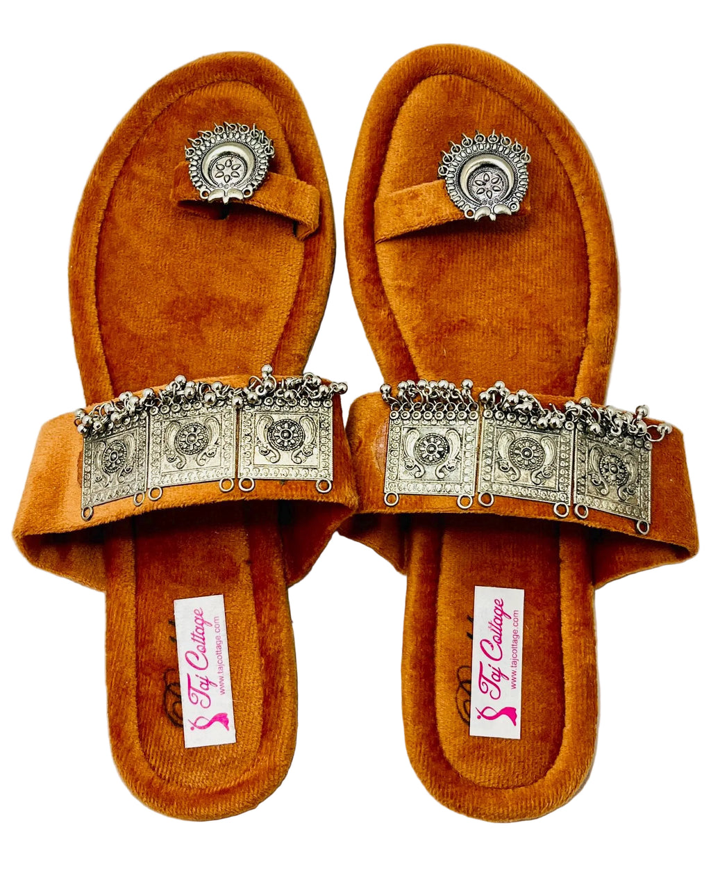 Orange Velvet Sandals