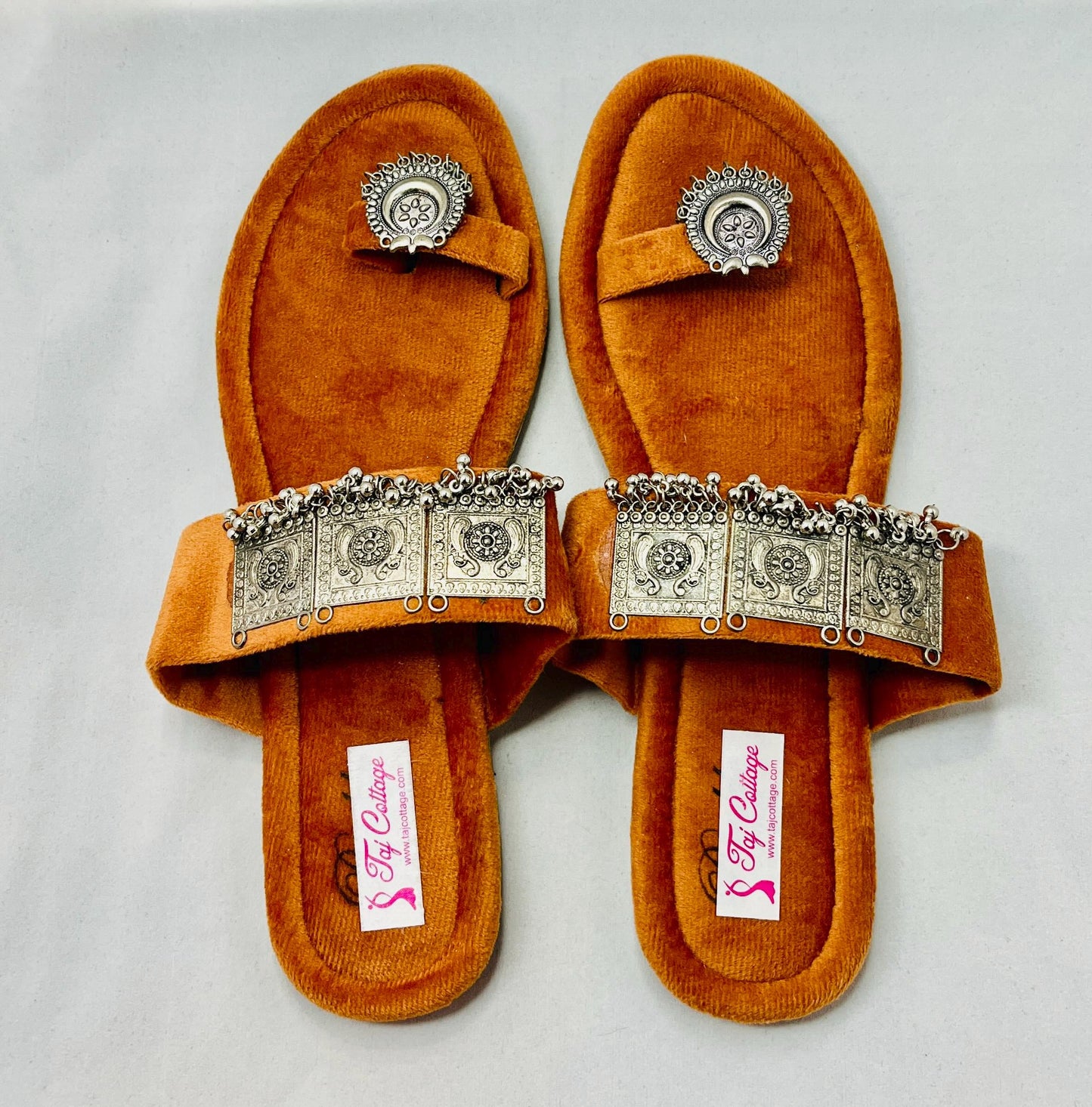 Orange Velvet Color Sandals