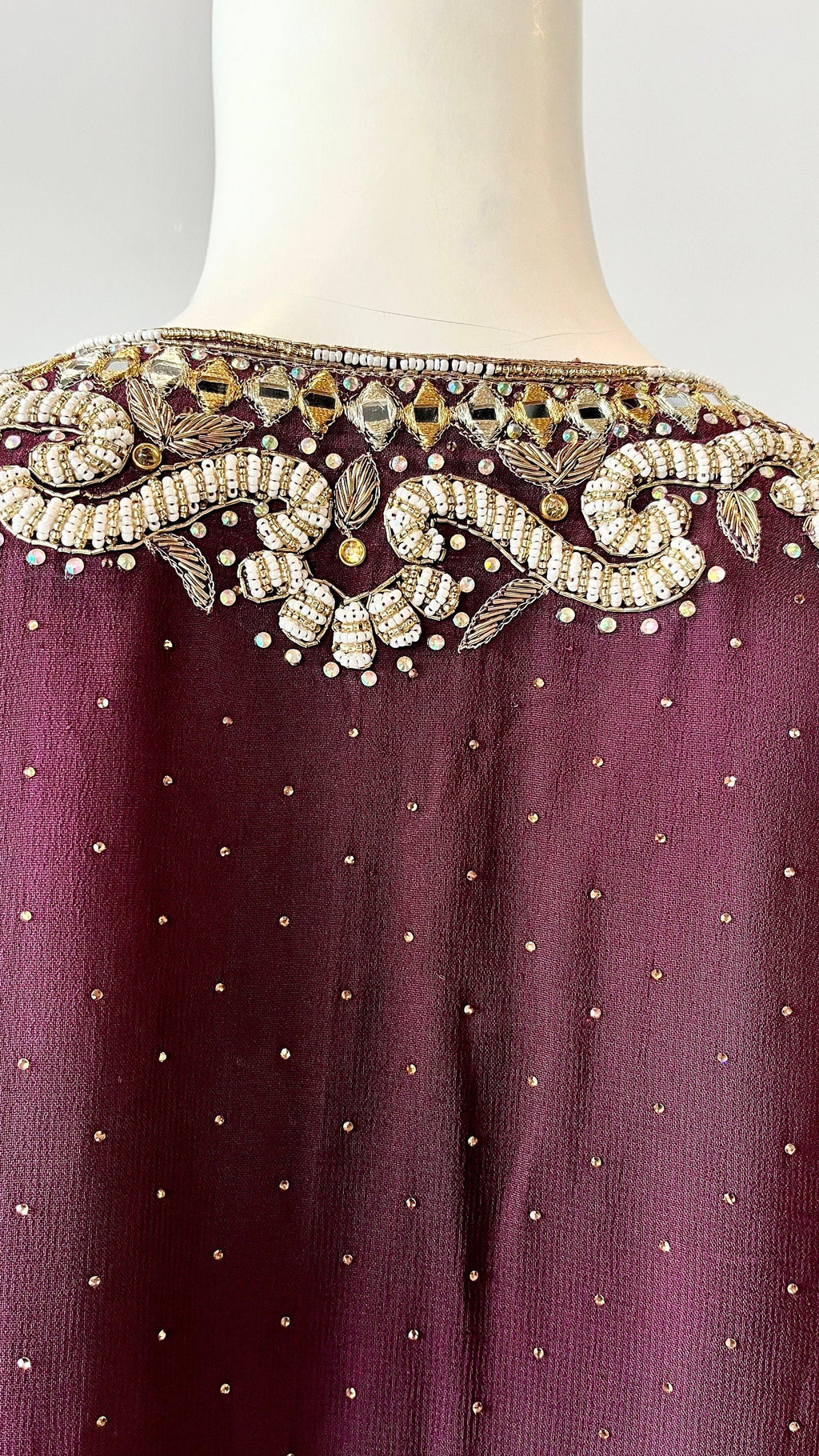 Wine Georgette Crystal Gown