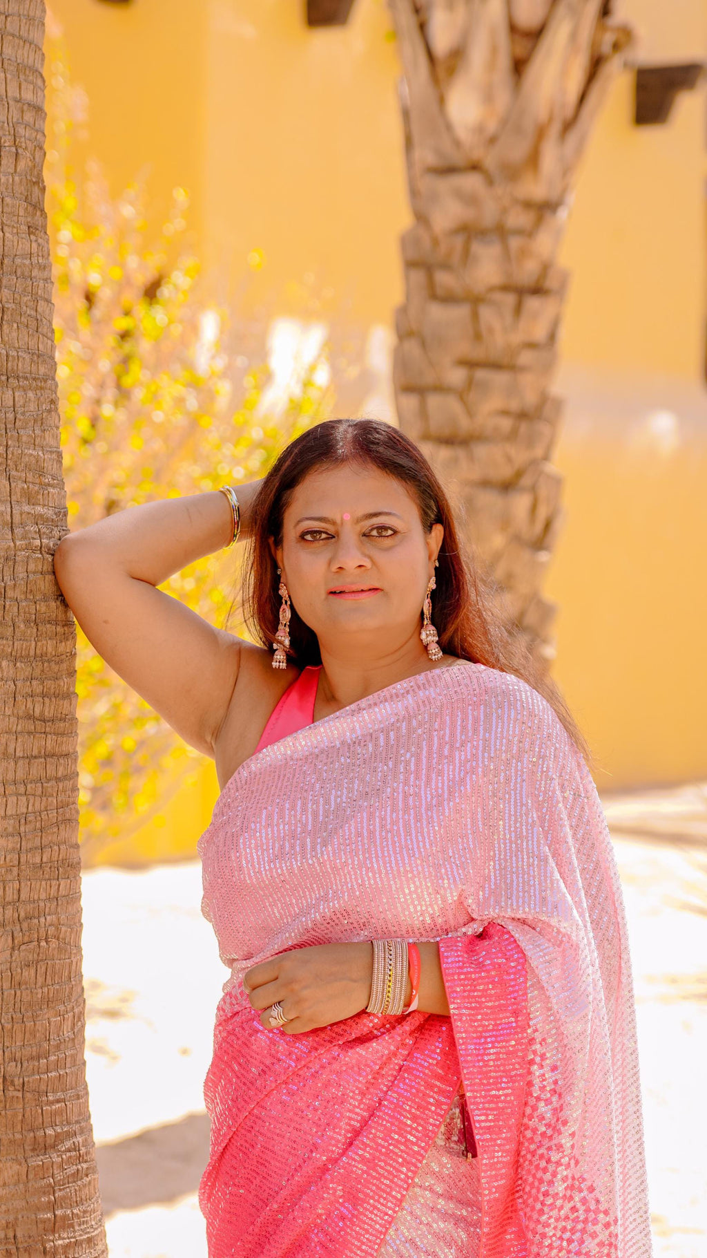 Ombré Sequins Readymade Saree