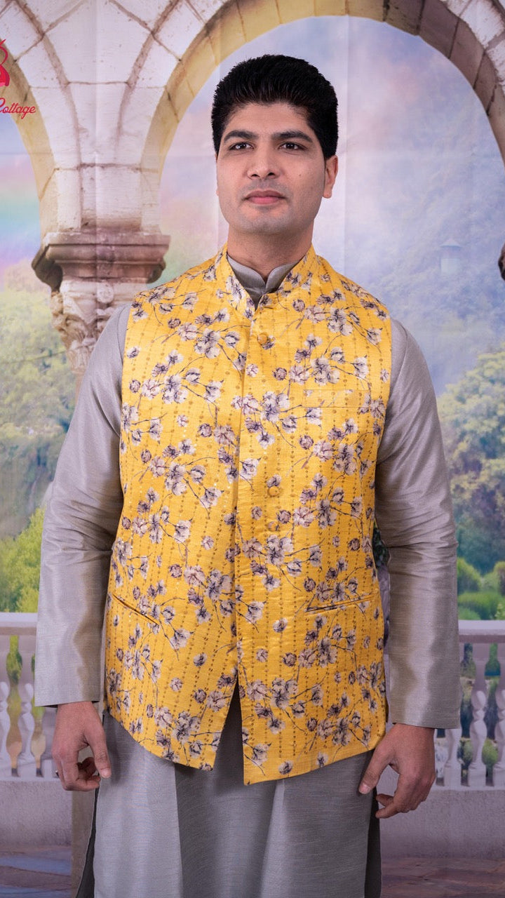 Yellow Vest Kurta Set