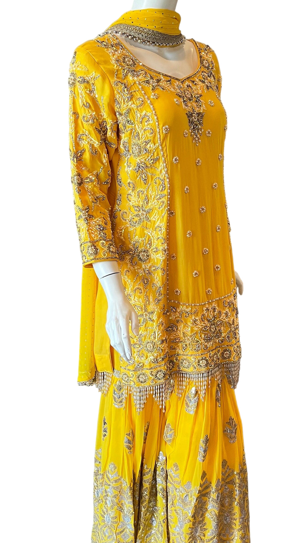 Yellow Georgette Palazzo Set