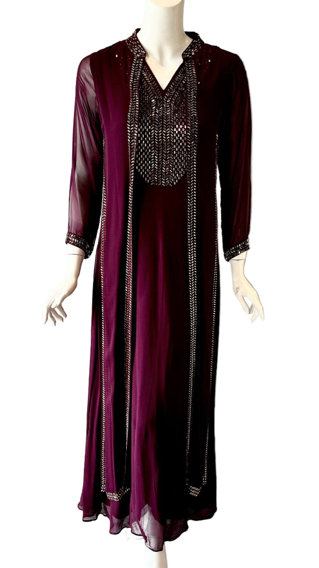 Wine Georgette Full Length Gown