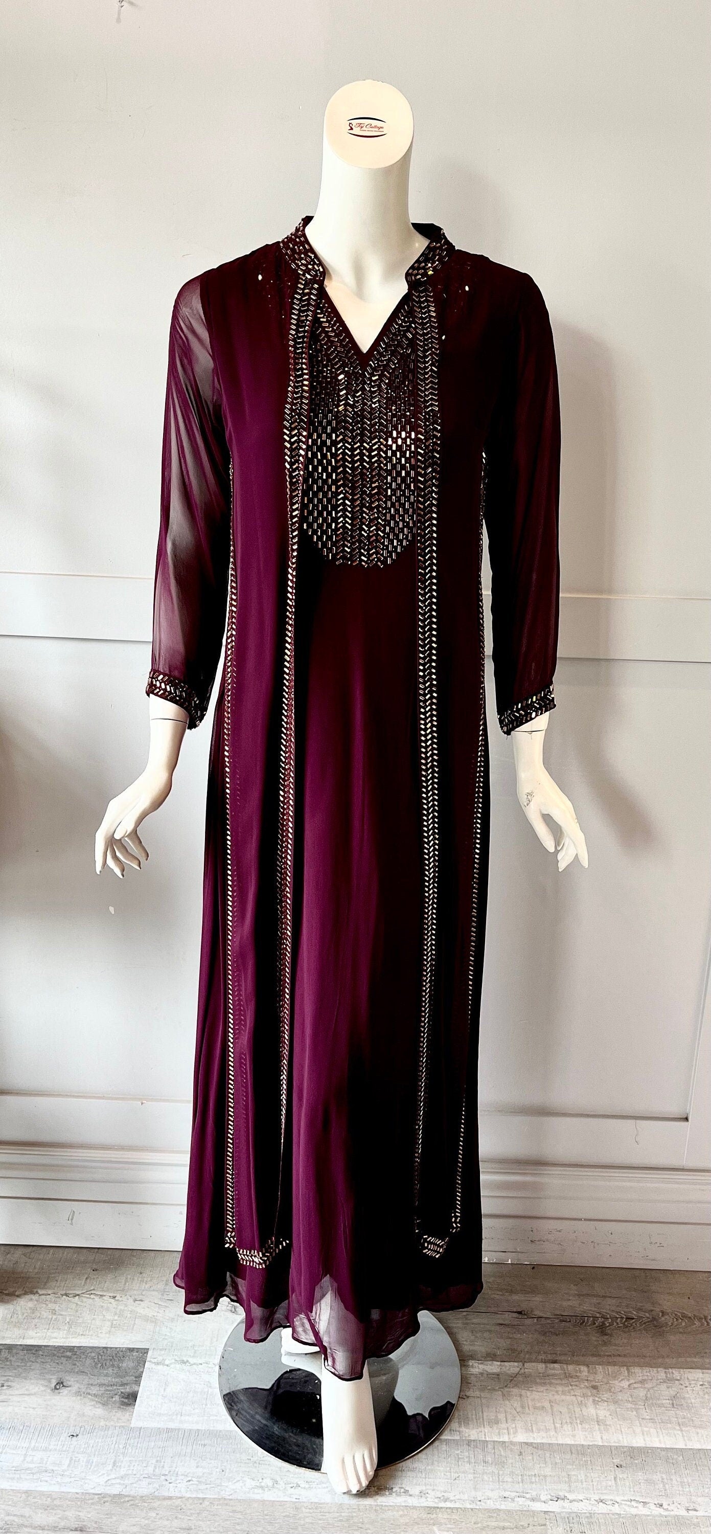 Wine georgette gown
