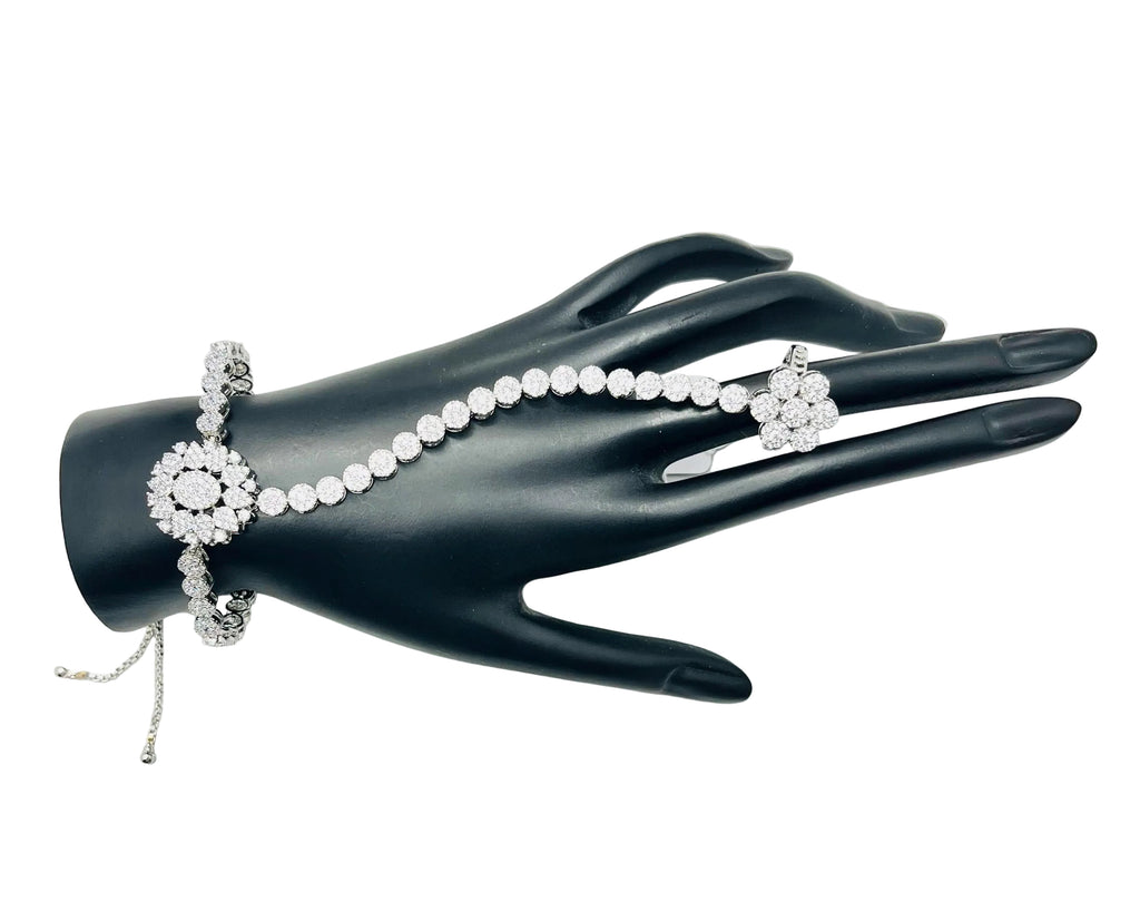 Silver Bridal Bracelet with Ring