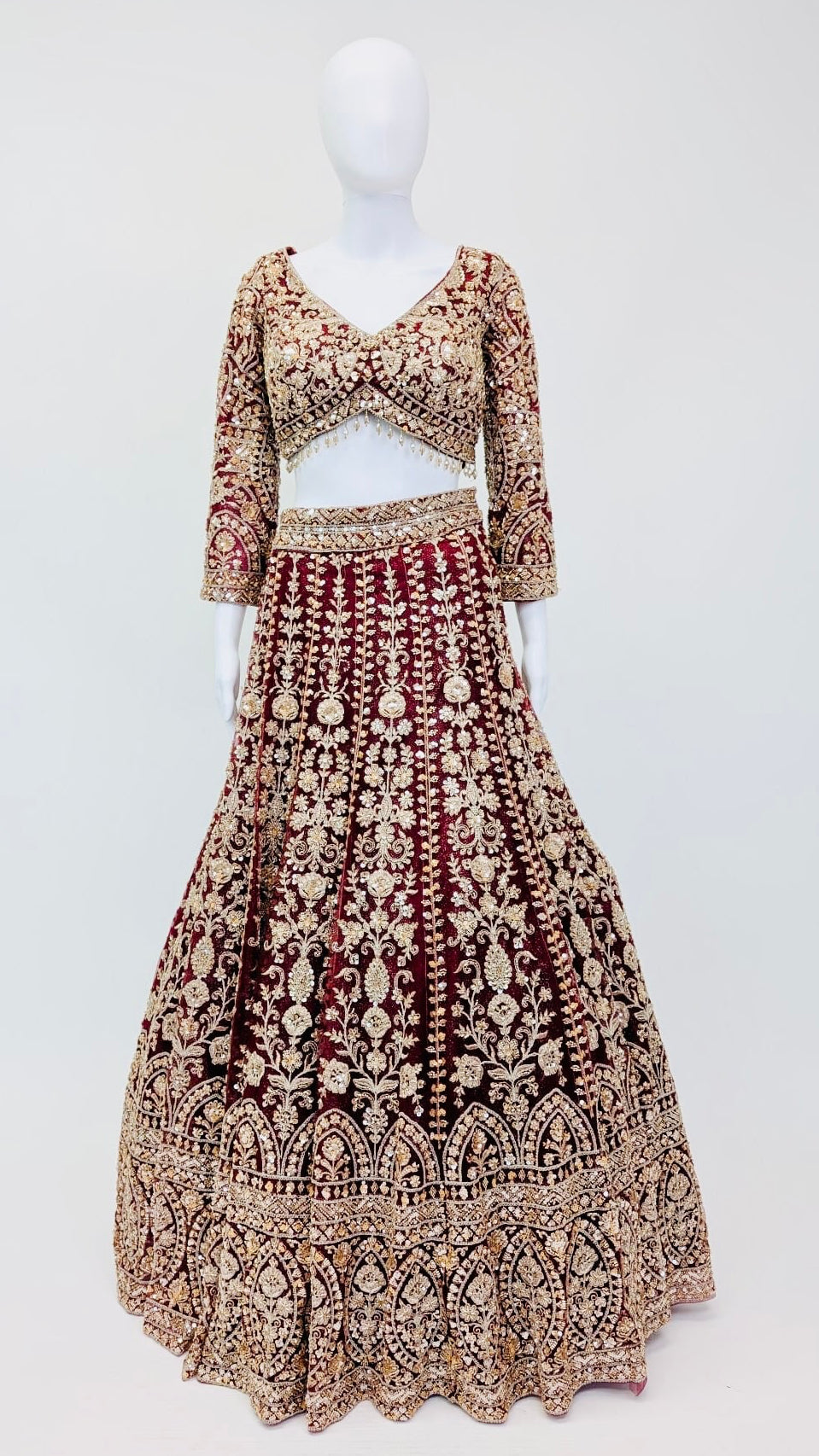 Dark Red Bridal Lehnga