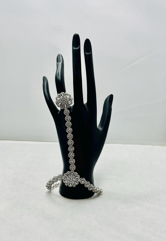 Silver Bracelet with finger ring