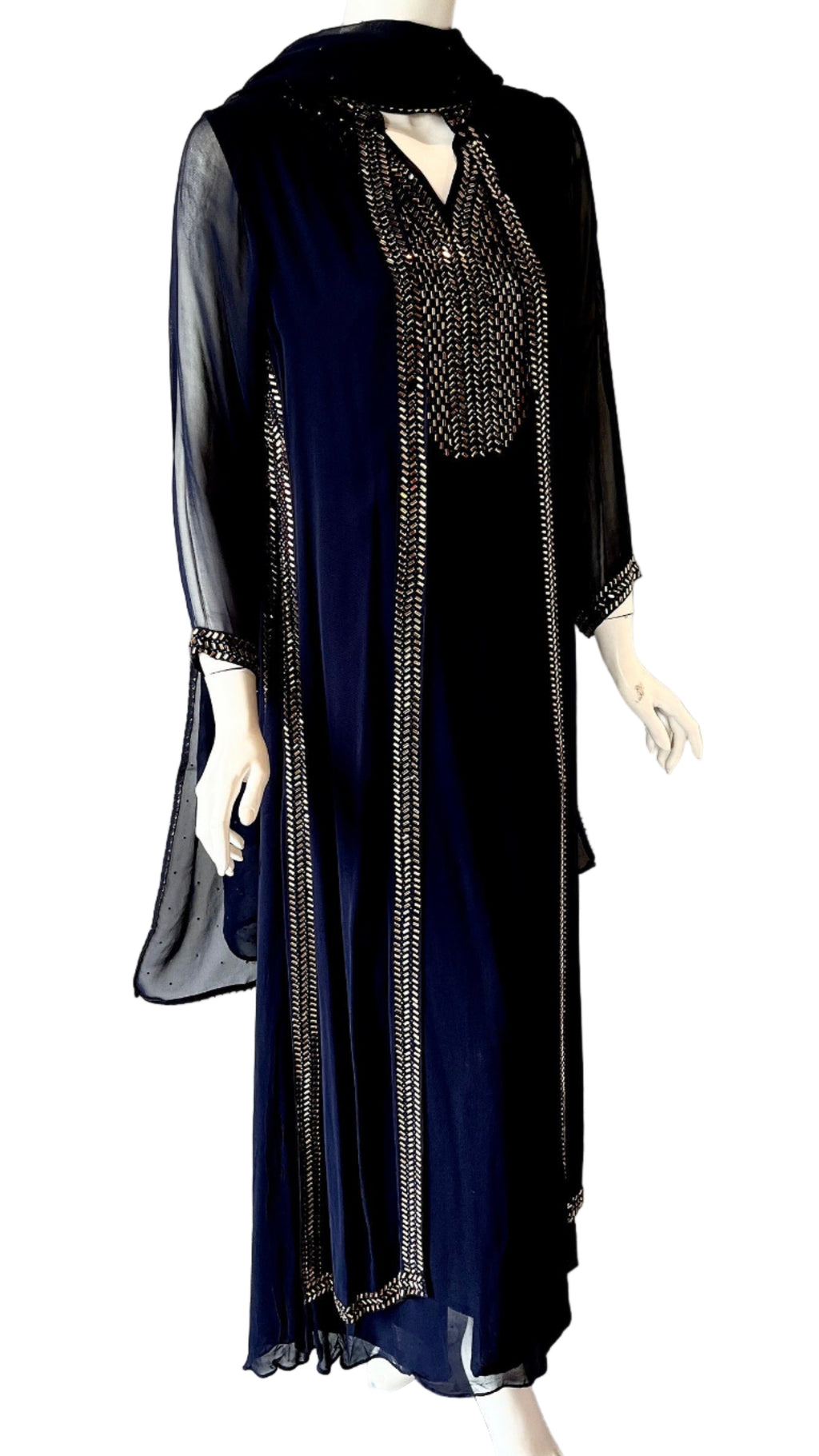 Navy Blue Georgette Gown