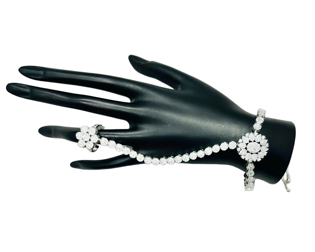 Silver Bridal Bracelet with Ring